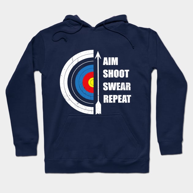 Archery Aim Shoot Swear Repeat Target Arrow Hoodie by LEGO